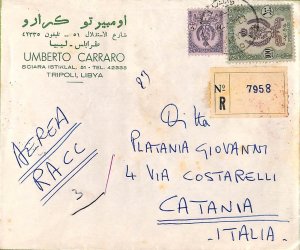 ac6578  - LIBYA  -  Postal History  -  Registered AIRMAIL Cover to ITALY 1963