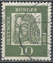 Germany 827 (used) 10pf Albrecht Dürer, olive green (1961)