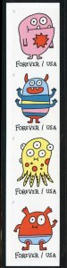 2021 58c Forever Message Monsters Imperforate Strip of 4 Scott 5636-5639 Mint NH