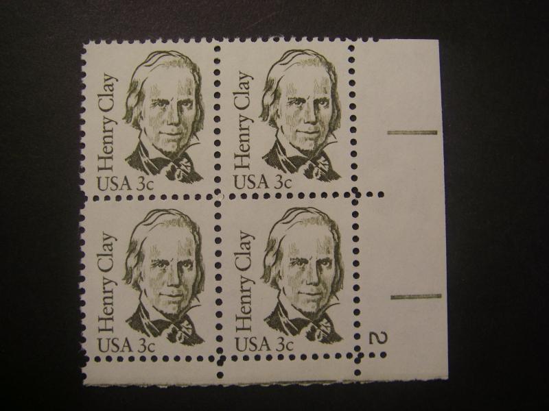 Scott 1846, 3c Henry Clay, PB4 #2 LR, MNH Great Americans Beauty