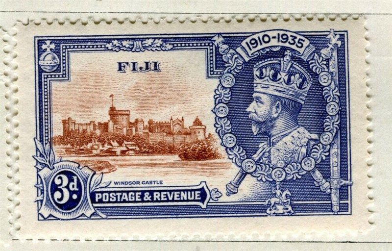 FIJI; 1935 early GV Silver Jubilee issue Mint hinged 3d. value