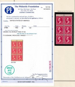 1902 Sc 279Bk MH OG booklet pane vertical watermark PF certificate SCV $500