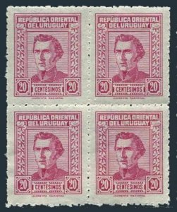 Uruguay 577 block/4,MNH.Michel 626. General Jose Artigas,redrawn 1951.