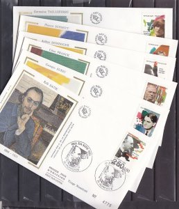 France, Scott cat. B642-B647. Composers-Silk Cachet issue. 6 First day covers. ^