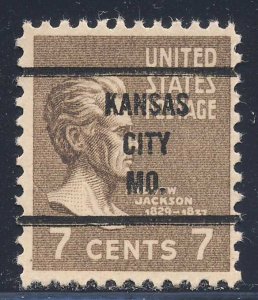 Kansas City MO, 812-63 Bureau Precancel, 7¢ Jackson