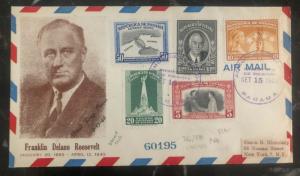 1948 Panama First Day Airmail Cover FDC To New York USA Roosevelt #366/70