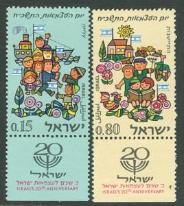 Israel # 362-63 Independence Day 1968  TABBED   (2)  Mint NH