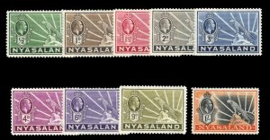 Nyasaland Protectorate #38-46 Cat$49.50, 1934-35 George V, complete set, hinged