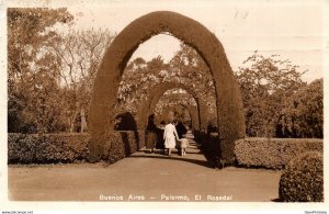 Argentina Buenos Aires Rosedal de Palermo 1938 postcard to Uruguay with due m...