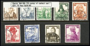 Germany Stamps # B69-78 Used VF Scott Value $41.75