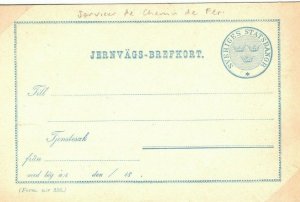 Sweden Postal Stationery Card SWEDISH STATE RAILWAY Official c1890 FC132