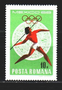 Romania. 1968. 2697. Javelin throw Mexico City Summer Olympics. MNH.