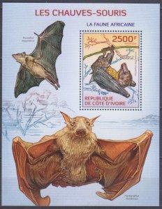 2014 Ivory Coast Cote d'Ivoire 1573/B201 Fauna - The bats 11,00 €