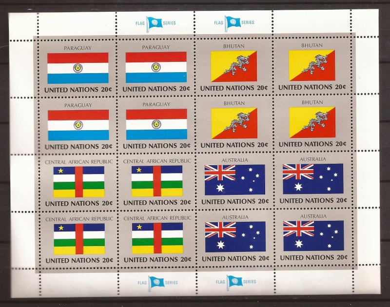 1984 UN-NY - Sc 425-40 - MNH VF - 4 panes of 16 - Flags