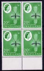 Swaziland 1962 Sc#103 MALARIA CONTROL WHO INSECT Block of 4 MNH
