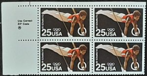 US Scott # 2380; 25c Gymnast on Rings from 1988; VF/XF ; MNH, og; Block of 4