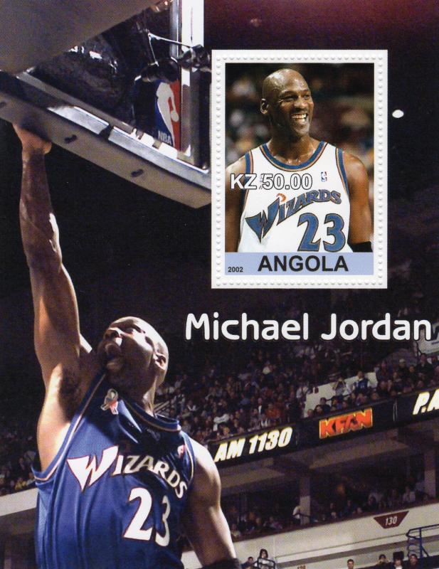 Angola 2002 Michael Jordan Souvenir Sheet  #1  Perforated  MNH