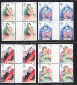 Great Britain Sc 987-90 1982 Europa stamps gutter blocks of 4 mint NH