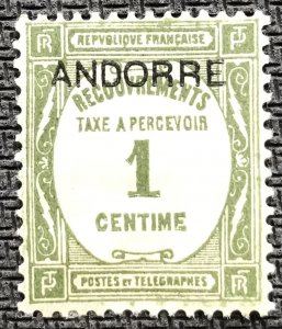 French Andorra *MH* #J9 Thin Postage Due SCV $3.25 L31