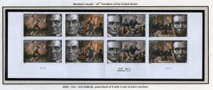 SC# 4380-4383 - (42c) - Lincoln - MNH Plate Block/8