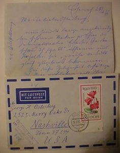 GERMAN DDR COVER WITH LETTER #192  cat.60E($86.00) EISENACH 1966 JUNE 28