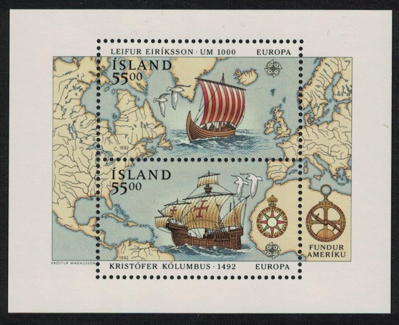 Iceland 500th Anniversary of Discovery of America by Columbus MS 1992 MNH
