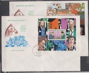 Djibouti, Scott cat. 513-514. Chess Federation s/sheets. 2 First day covers. ^