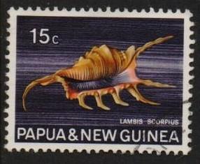 Papua New Guinea  #272  1968 used sea shells  15c.