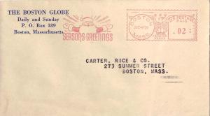 United States Massachusetts Boston 1939 2c Meter Seasons Greetings Illustrate...