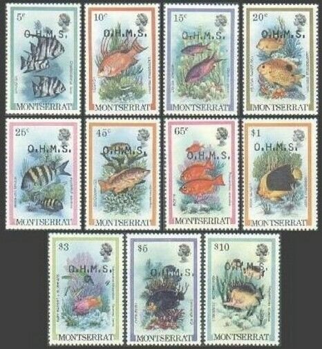 Montserrat O45-O55 O.H.M.S.1981,MNH.Michel D32-D42. 1981. Marine life-Fish.