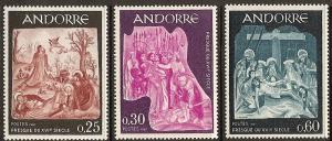 Andorra-French 178-80 MNH 1967 Frescoes