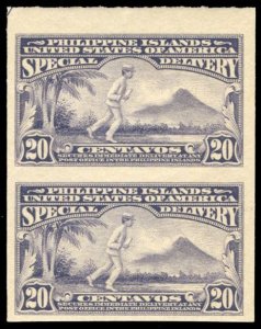 Philippines E6, $80, 1931 20c dull violet, vertical pair, never hinged
