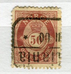 NORWAY; 1890-93 early 'ore' issue fine used Shade of 50ore. value