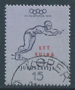 Trieste Zone B #53 Used 15d Olympic Games - Swimmer Ovptd. Stt Vujna