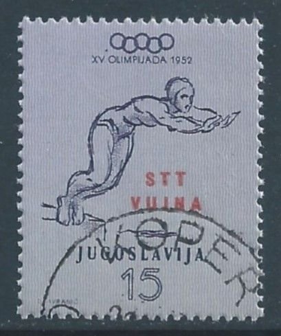 Trieste Zone B #53 Used 15d Olympic Games - Swimmer Ovptd. Stt Vujna