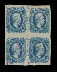 GENUINE CONFEDERATE CSA SCOTT #11 DIE-A BLUE USED VIOLET CAMBIA AL TOWN CANCEL