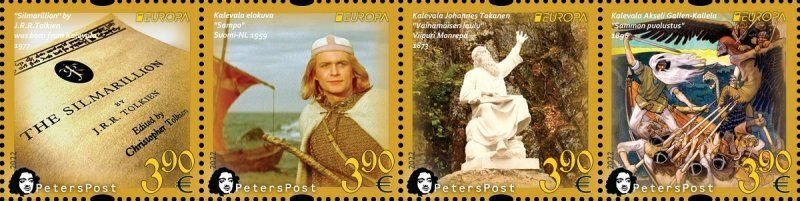 Finland 2022 Europa CEPT Myths Legends Kalevala Peterspost strip of 4 stamps MNH