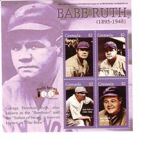Babe Ruth, Grenada #3476, mnh Sheetlet