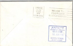 AUSTRALIA POSTAL HISTORY CACHET COVER COMM 50TH ANNIV FIRST AIRMAIL CANC YR'1978