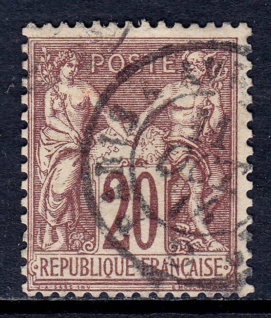 France - Scott #70 - Used - Paper adhesion on reverse - SCV $18