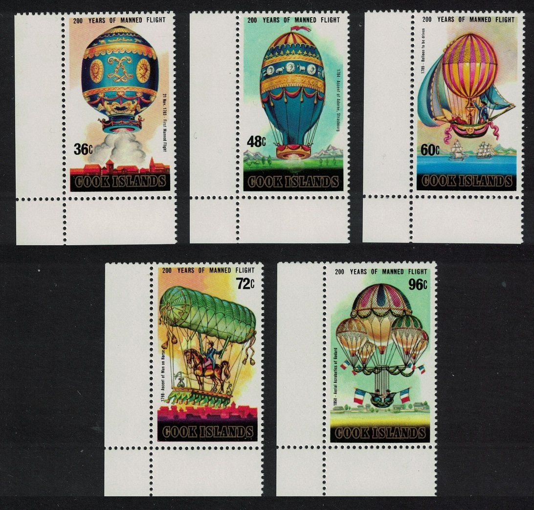 Cook Is. Bicentenary of Manned Flight 5v Corners 1984 MNH SG939943 Australia & Oceania