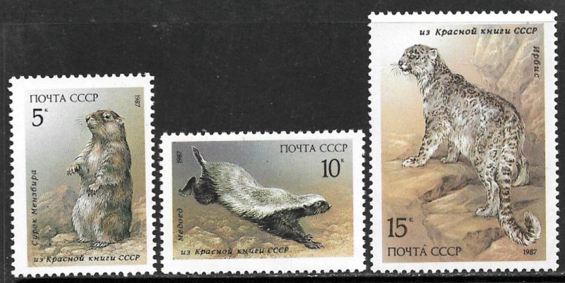 RUSSIA USSR 1987 MAMMALS Set Sc 5554-5556 MNH