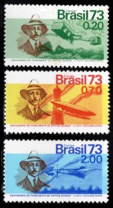 Brazil Scott 1295-1297 MNH** 1973 Aviator Dumont stamp set