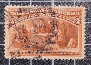 Scott 239 - 30 Cents Columbian - Used - PSAG Cert Frade 90 SCV - $275.00