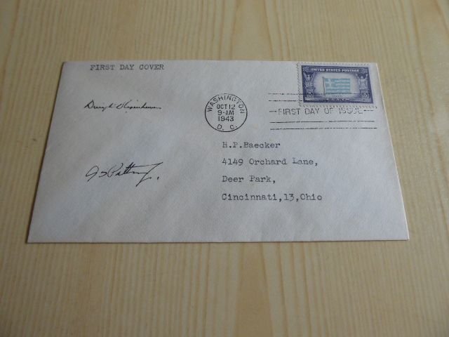 1943 USA FDC WWII Overrun Country with Eisenhower & Patton preprint autographs