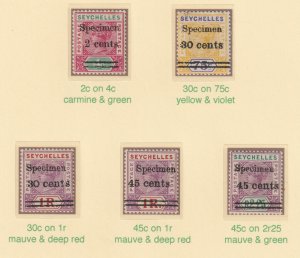 SEYCHELLES 1902 QV SURCHARGED & SPECIMEN  set of 5