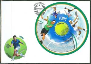 MOZAMBIQUE 2013 TENNIS MURRAY NADAL DJOKOVIC & FEDERER SOUVENIR SHEET FDC