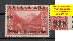 BOSNIA - SHS YUGOSLAVIA - MH STAMP, 10h - ERROR ON OVERPRINT - LOOK SCAN - 1918.