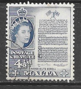 Malta 253: 4.5d Roosevelt's Scroll, used, F-VF
