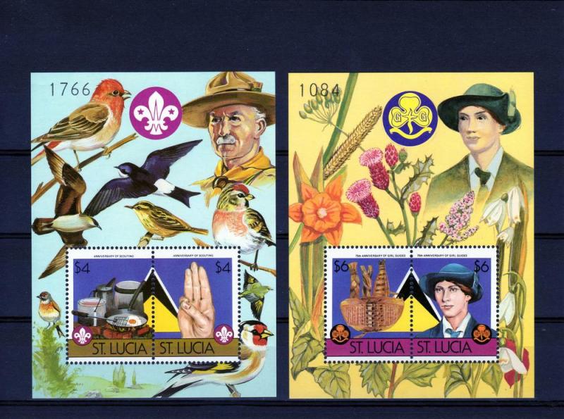 St.Lucia 86 Scouting/Birds/Flowers 2 SS perf.MNH Sc.823/824